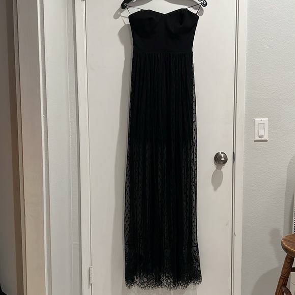 GUESS Strapless Swiss Dot Maxi Dress - Picture 2 of 7